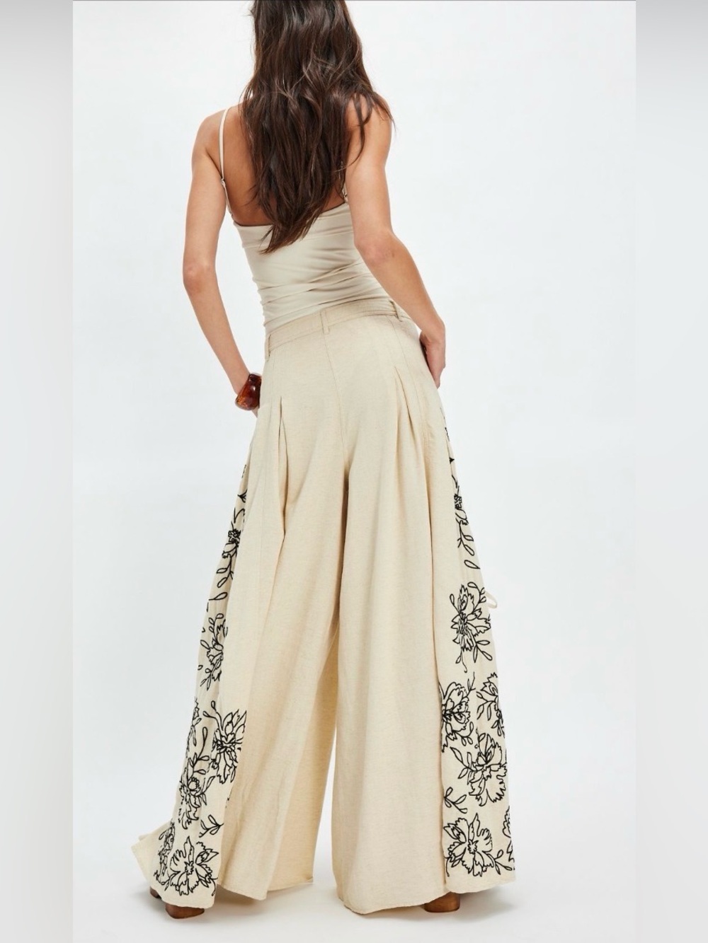 Free People What You Know Embroidered Wide-Leg Pants Sz: L - Picture 2 of 13